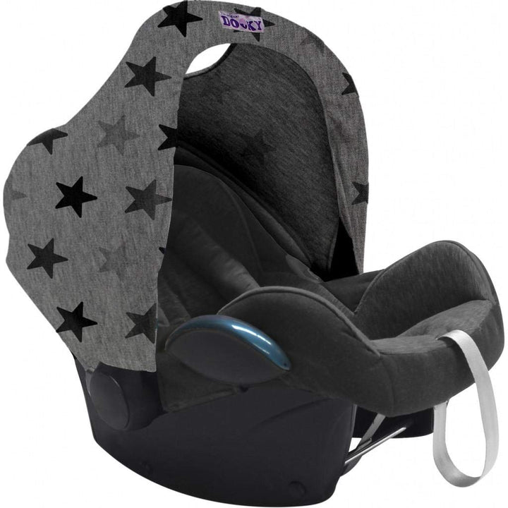 Original Dooky Hoody Sonnenschutz Sonnenverdeck für Babyschalen oder Kinderwagen (Design: Grey Stars