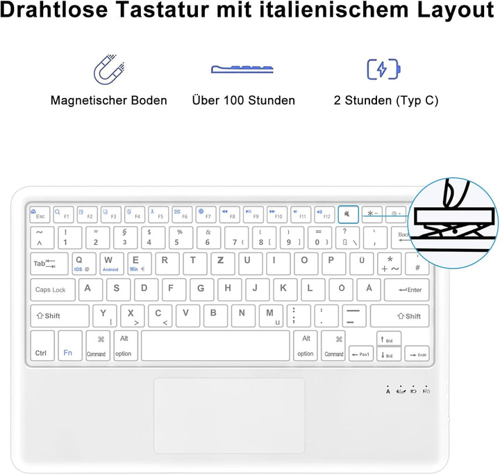 SENGBIRCH Tastaturhülle für iPad Air 13'' (M2) 2024 - QWERTZ Deutsche Touchpad Tastatur Abnehmbare B