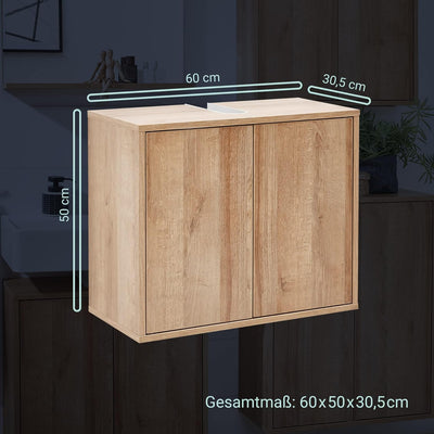 FACKELMANN Finn Waschbeckenunterschrank (60 x 50 x 30,5 cm) – Unterschrank für Waschbecken mit Aussp