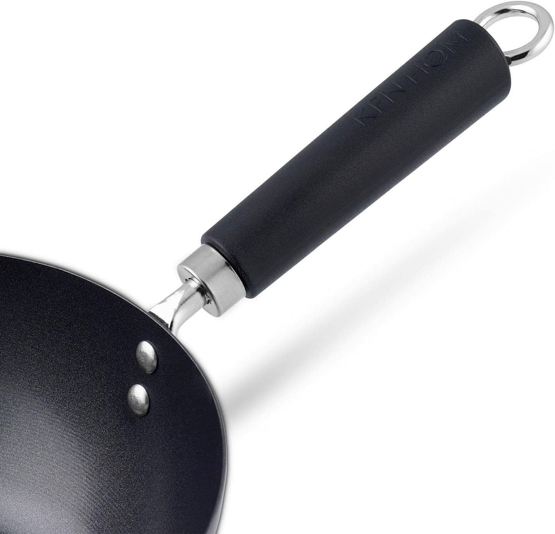 Ken Hom Wokpfanne 27 cm Induktion aus Karbonstahl antihaftbeschichtet mit Phenolharz-Griff - Wok Set