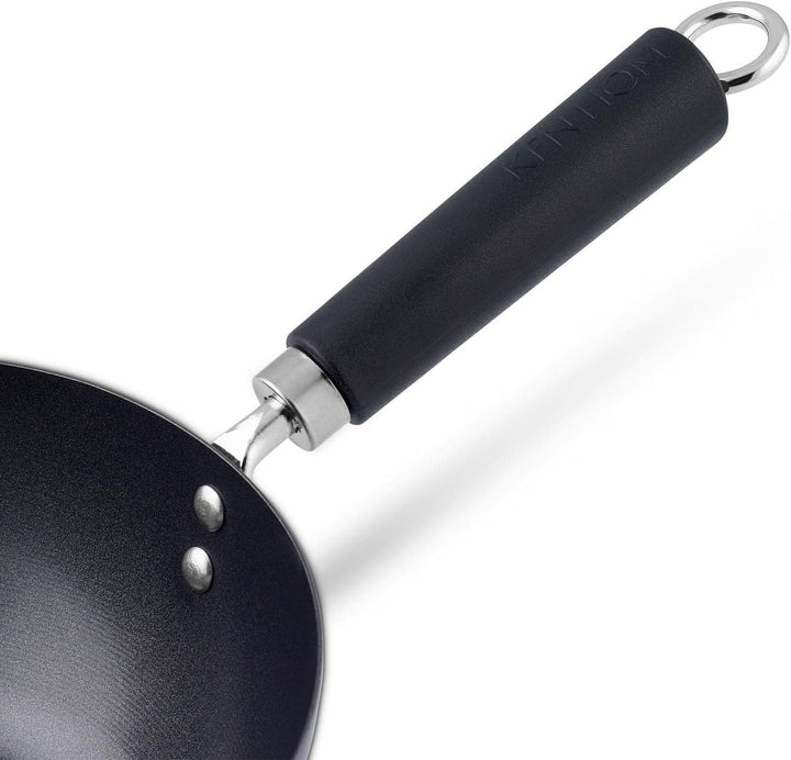 Ken Hom Wokpfanne 27 cm Induktion aus Karbonstahl antihaftbeschichtet mit Phenolharz-Griff - Wok Set