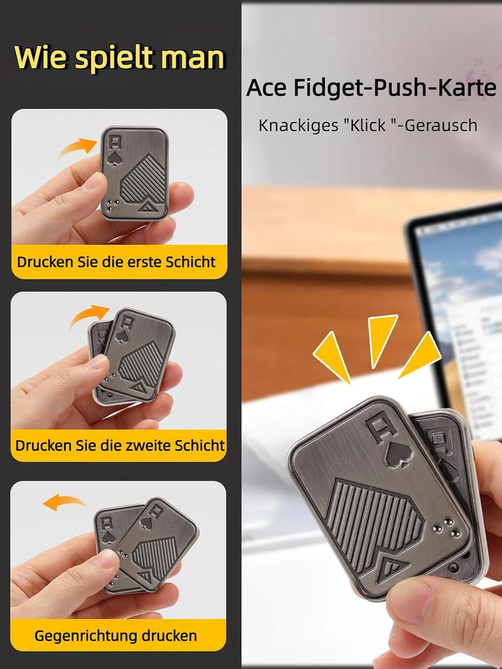Metall-Fidget-Slider, Pop-Fidget-Spielzeug Poker Push Card für Jugendliche und Erwachsene, Geschenk