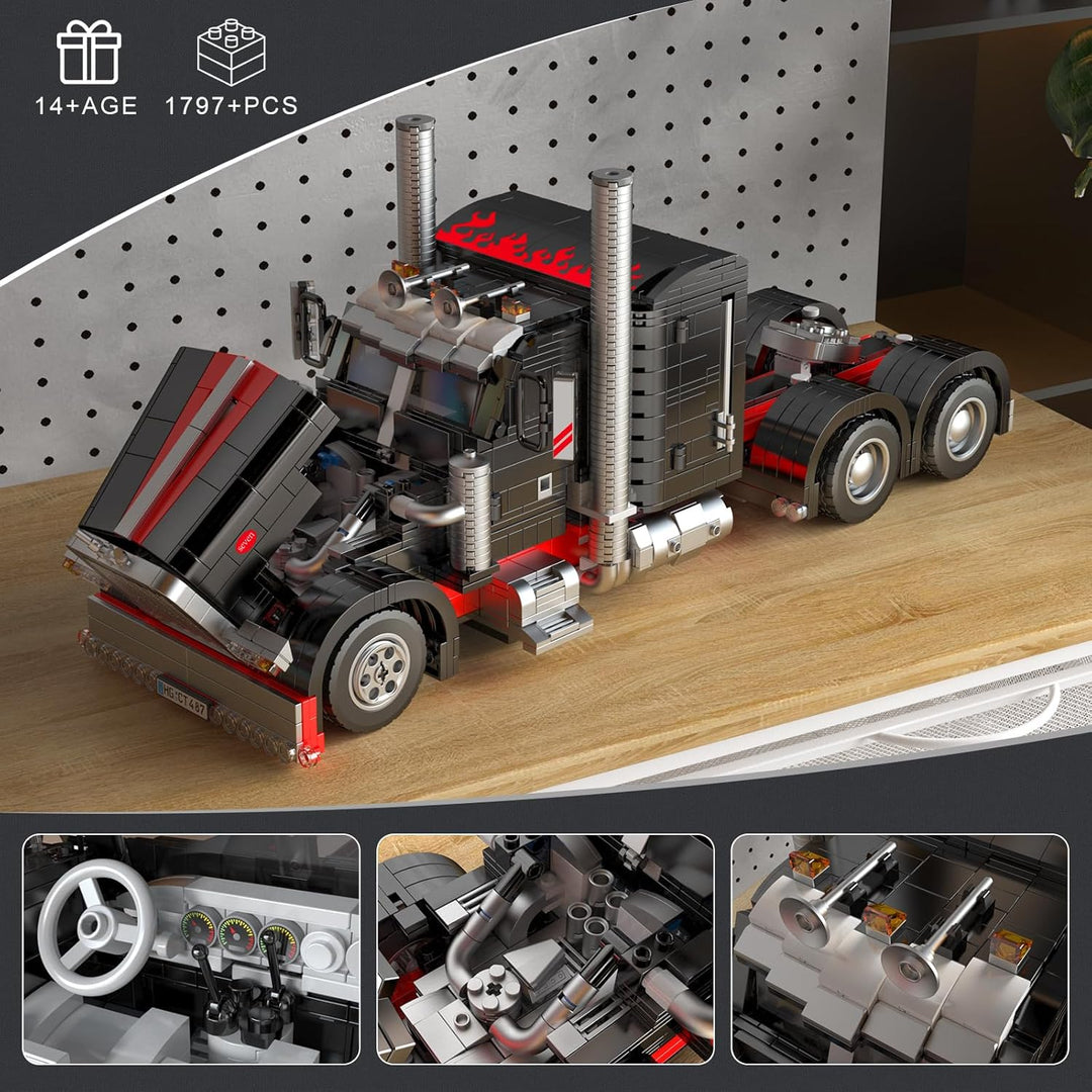 Mould King 10037 Technik US-Truck 'Das Schwarze Monster Car Modell, Kreativität Technologie Sportwag