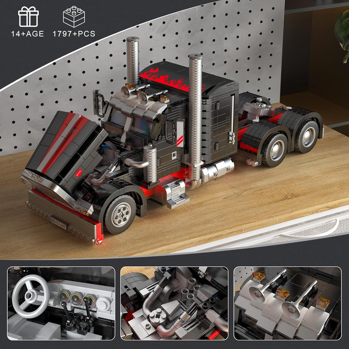 Mould King 10037 Technik US-Truck 'Das Schwarze Monster Car Modell, Kreativität Technologie Sportwag