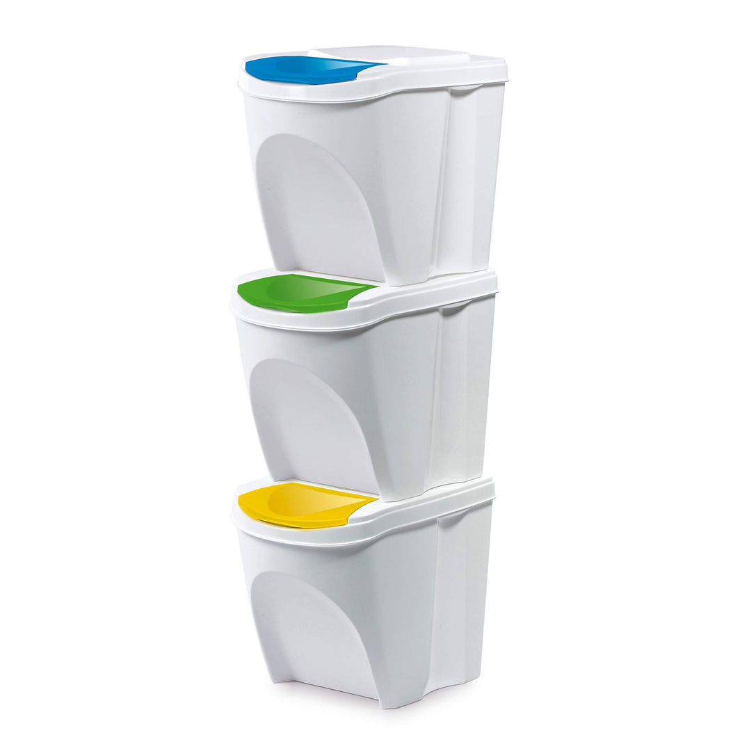 Mülleimer Abfalleimer Mülltrennsystem 75L - 3x25L Behälter Sorti Box Müllsortierer 3 Farben von rg-v