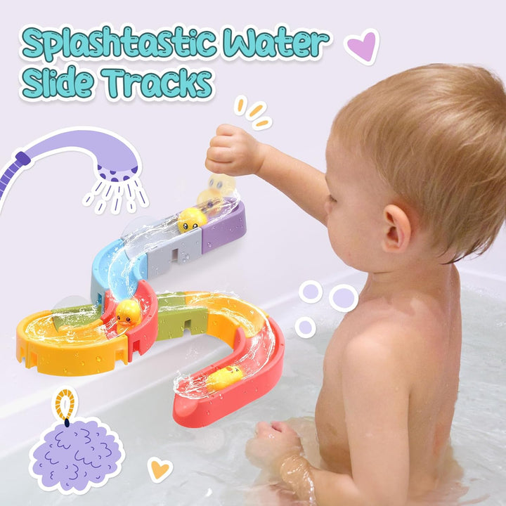 CUTE STONE Baby Badespielzeug, Badewannenspielzeug mit Wasserrutsche, schwimmendes Spritzspielzeug,