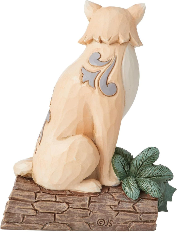 Enesco Jim Shore Heartwood Creek White Woodland Fuchs sitzend auf Birkenholz, 10,2 cm, mehrfarbig
