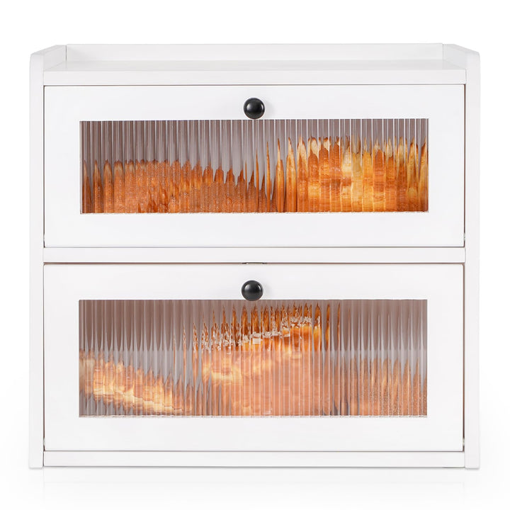 GUUSII HOME Brotkasten Gross Brotbox Küche Holz Gross Brotaufbewahrung 2 Etagen Brotkästen XL 36x24x