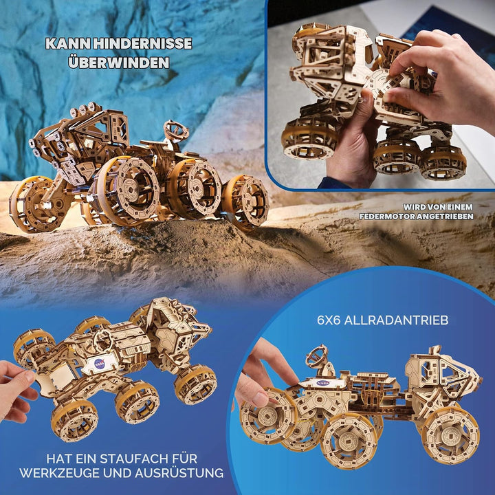 UGEARS Bemannter Mars Rover - Modellbausatz Erwachsene - 3D Holzpuzzle Mars Rover - Modellbau Holzba