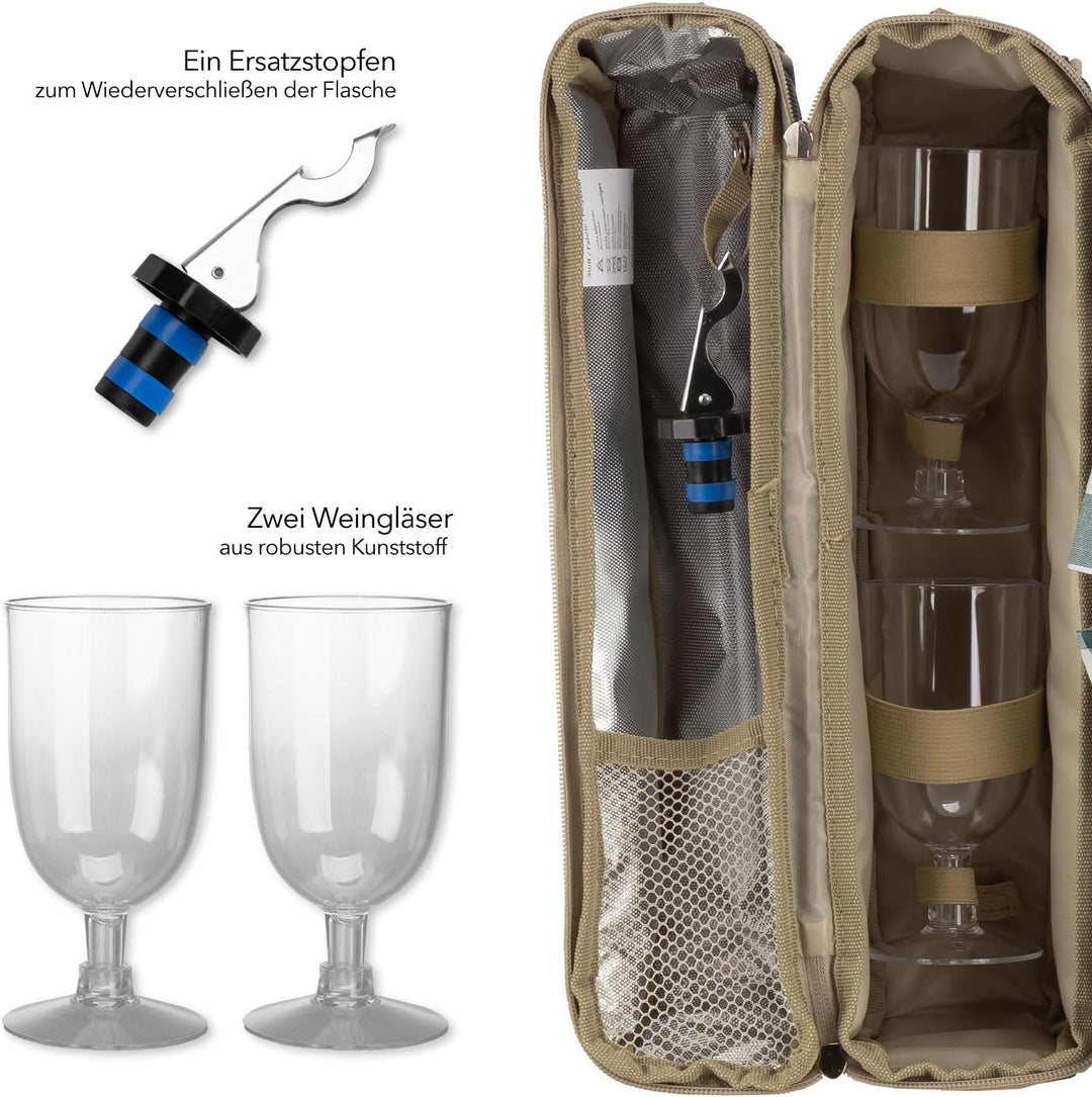 anndora Kühltasche Flaschentasche Weinkühltasche + 6 TLG. Zubehör – grün, Grün