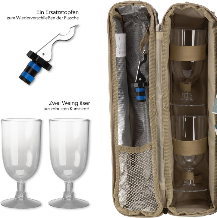anndora Kühltasche Flaschentasche Weinkühltasche + 6 TLG. Zubehör – grün, Grün