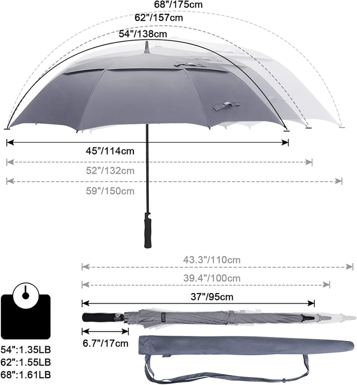 G4Free 47/54/62/68/72 Inch Regenschirm Gross Stockschirm Sturmfest Golf Schirme Automatik Regenschir