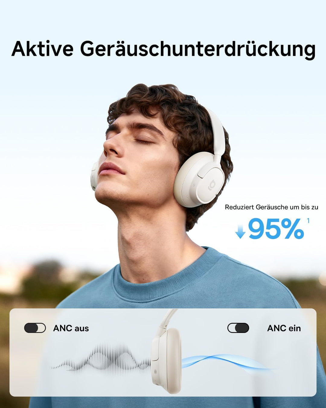 Baseus BH1 NC Lite Bluetooth Kopfhörer, Over-Ear-Kopfhörer mit Active Noise Cancelling, tiefer Bass,