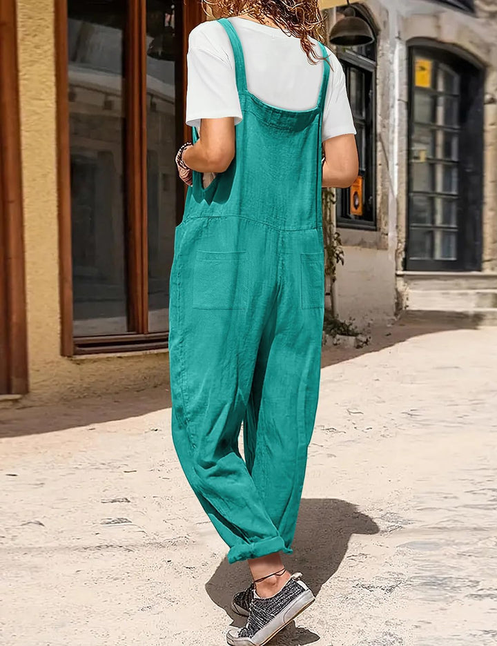 YESNO Damen Latzhose Sommer Oversize Trägerhose Beiläufig Loose Bib Pants Overall Baggy Jumpsuit Str