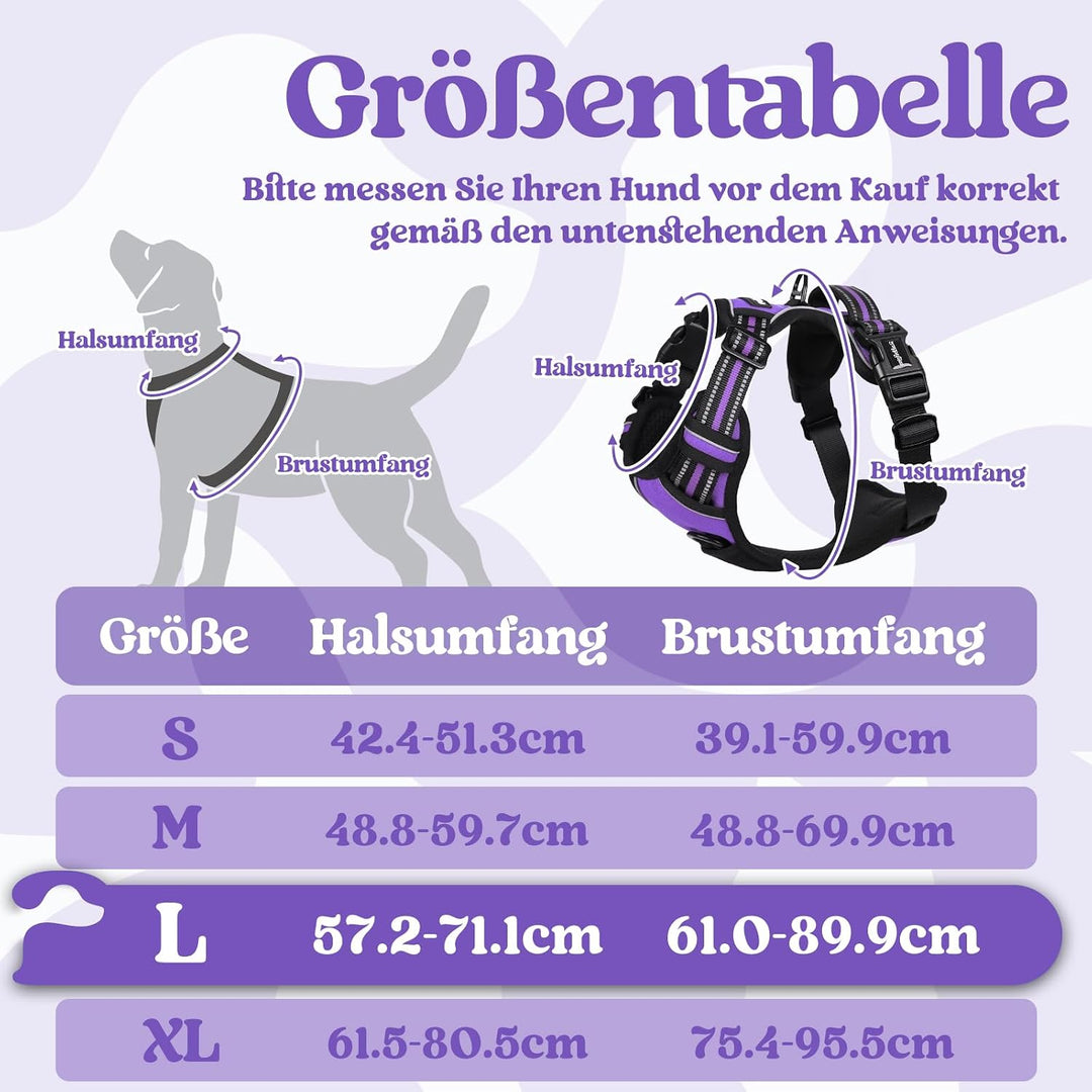 rabbitgoo Hundegeschirr Grosse Hunde, Verstellbare Geschirr Hund ohne Zug &amp; Würgen, Anti Zug Hundege