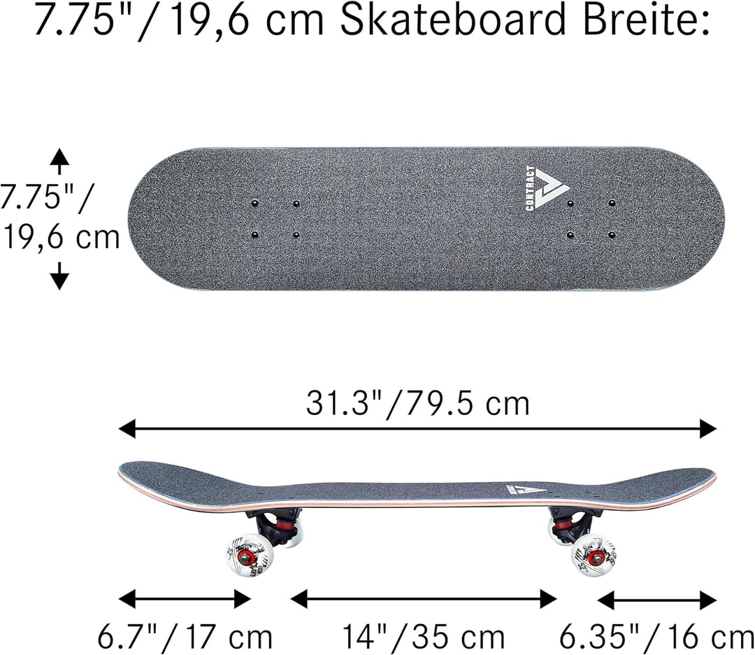 Komplett Skateboard Beach-City - für Kinder und Jugendliche - 7-lagiges Ahornholz Deck - Medium Conc