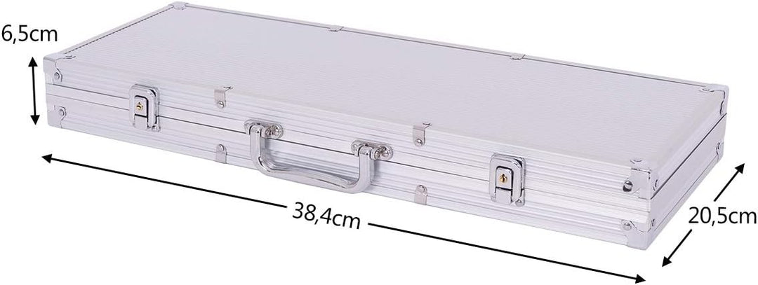 COSTWAY Pokerset Pokerkoffer 300 Laser-Chips Alukoffer inkl. Komplettset (Silber), Silber