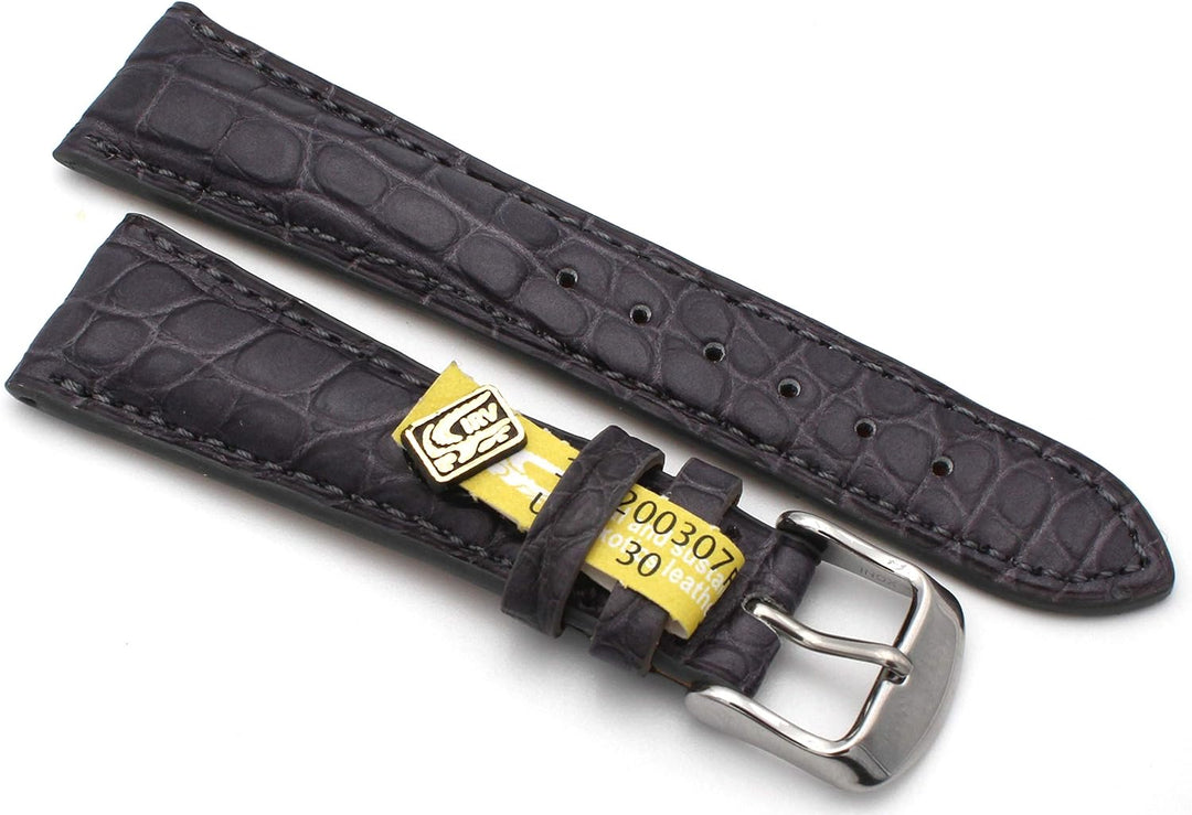 20mm XS Damenlänge Echt Alligator Vintage hangemacht in Deutschland Uhrenarmband Grau