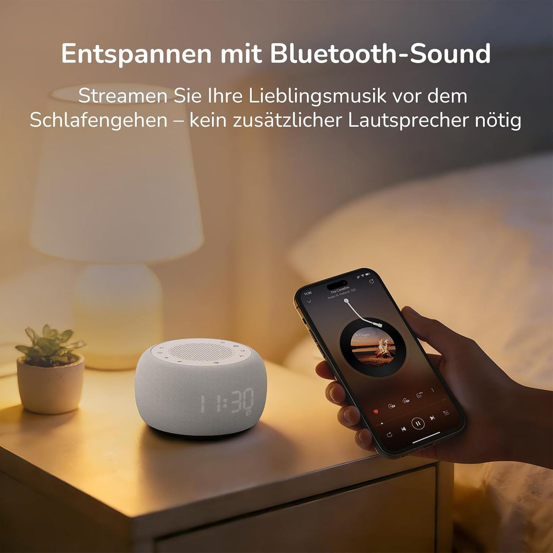BUFFBEE Radiowecker mit wiederaufladbarer Batterie, Bluetooth-Lautsprecher & Nachtlicht – Kompaktes