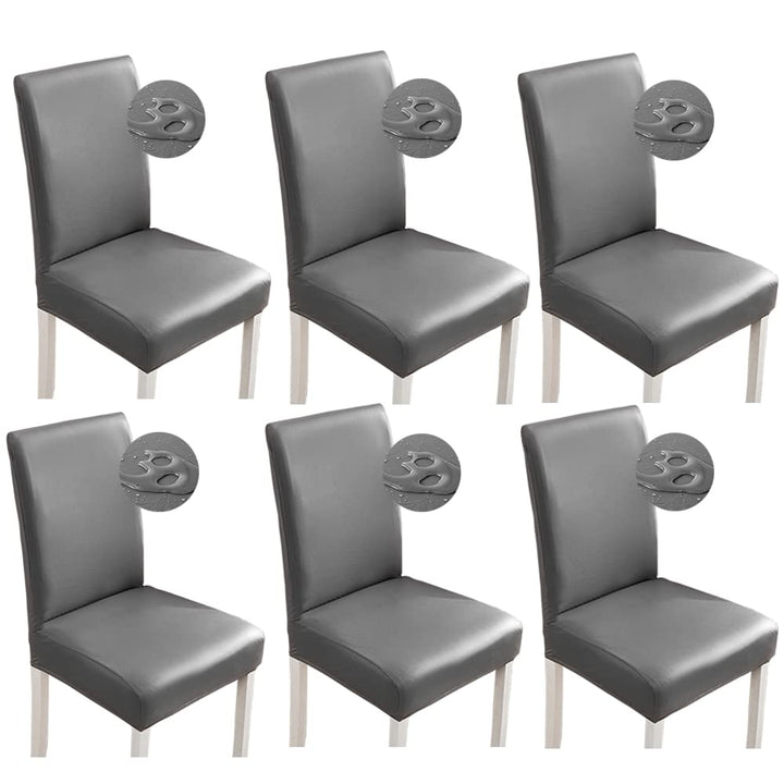 Stuhlhussen 6er/4er PU Leder Stuhlbezug wasserdichte Stretch Esszimmer Stuhlüberzug Stretch Stuhl Hu