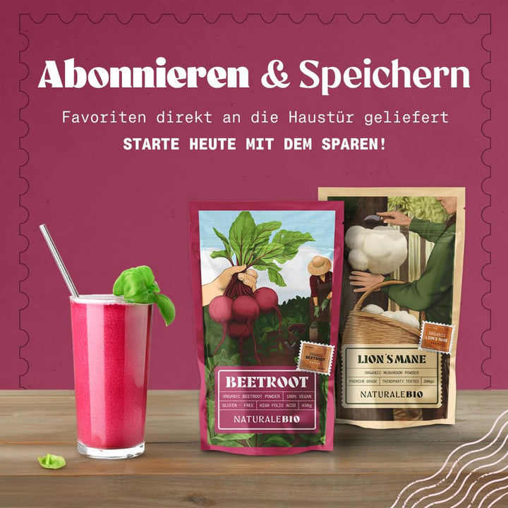 NaturaleBio Rote-Beete-Pulver 950g, Bio Rote-Bete-Pulver aus getrockneter Wurzel, reich an Nitraten