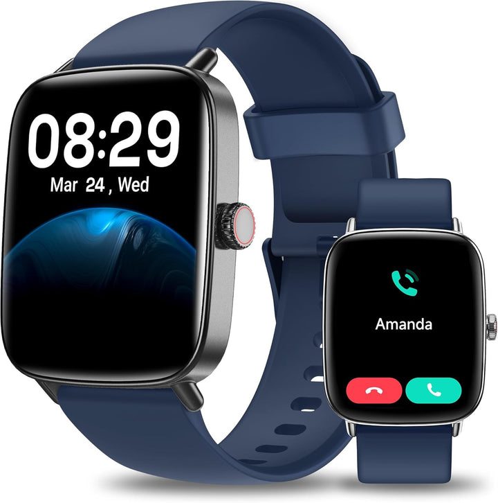 Yoever Smartwatch Herren Damen mit Telefonfunktion - 1.85" Fitnessuhr Herren mit Herzfrequenz SpO2 S