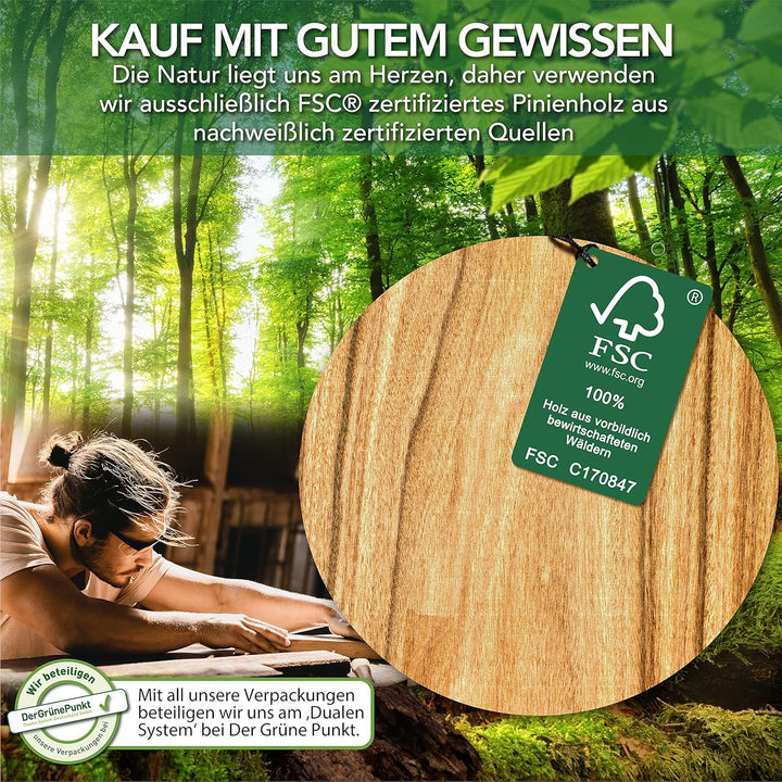 LIKAYA® Vorratsgläser 3er-Set – 2000ml Glasbehälter mit FSC® Pinienholz-Deckel | Inkl. Metalllöffel,