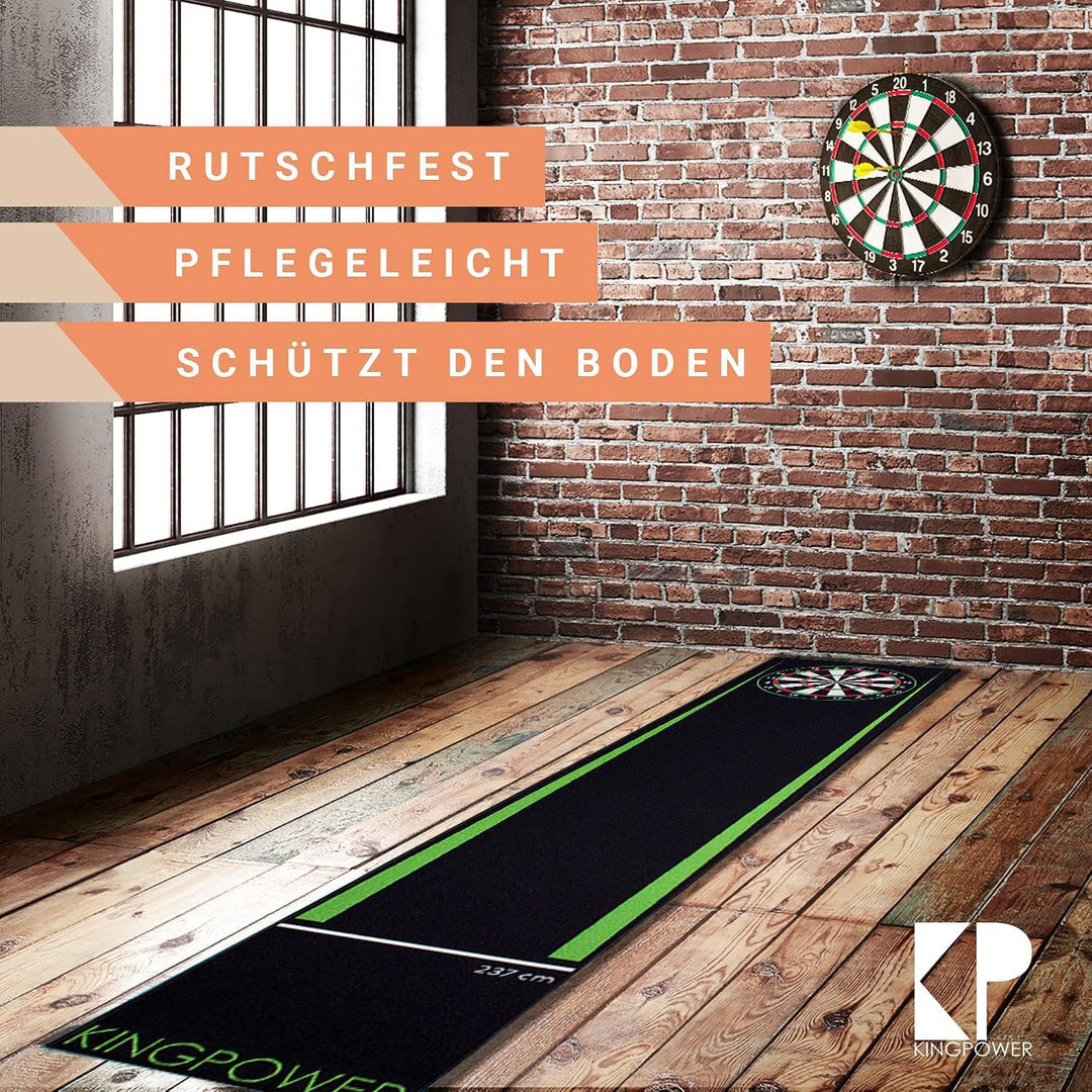 Kingpower Dartteppich mit Abwurflinie, Dart Zubehör mit Motiv, Dartmatte mit Oche, pflegeleichter Te