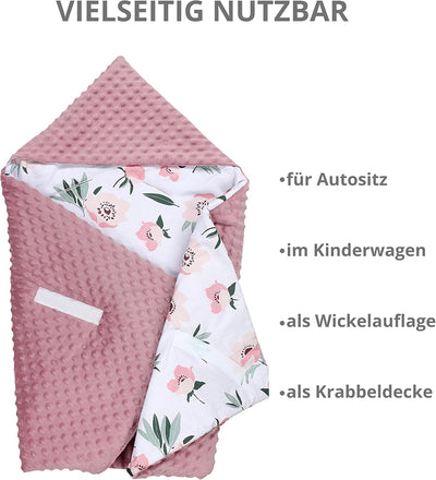 TupTam 2er Set Baby Decken Einschlagdecke 85x85 cm für Autositz Babyschale Babydecke Wiegendecke Min