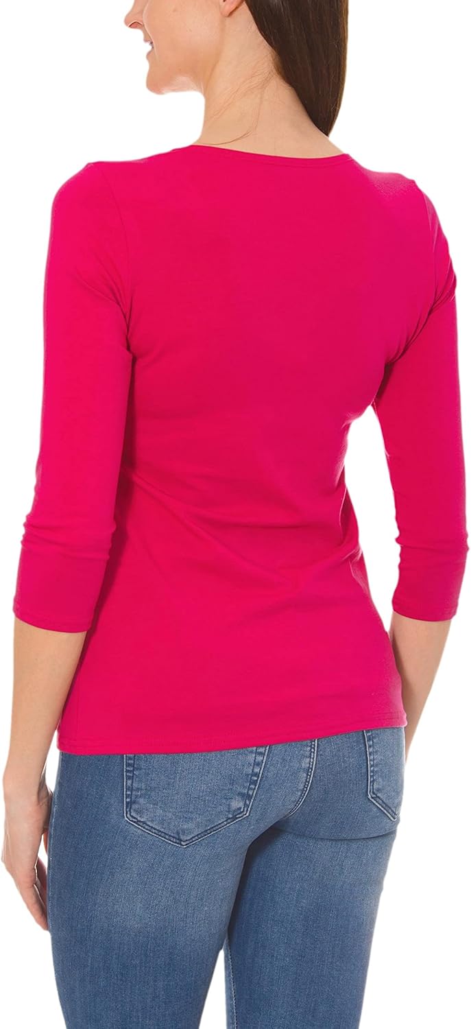 Damen Shirt 3/4 Arm mit Rundhals M Amarant, M Amarant