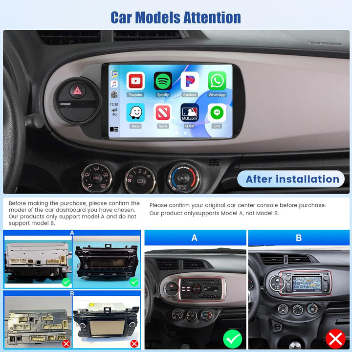 Inefala 4G+128G Android 15 Autoradio für Toyota Yaris 2012-2017, Wireless Carplay & Android Auto, 9"