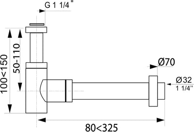 Wirquin 30718695 Mini Siphon für Waschbecken, Design Messing Chrom 31608004