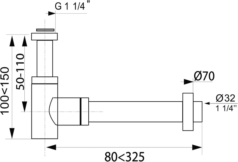 Wirquin 30718695 Mini Siphon für Waschbecken, Design Messing Chrom 31608004