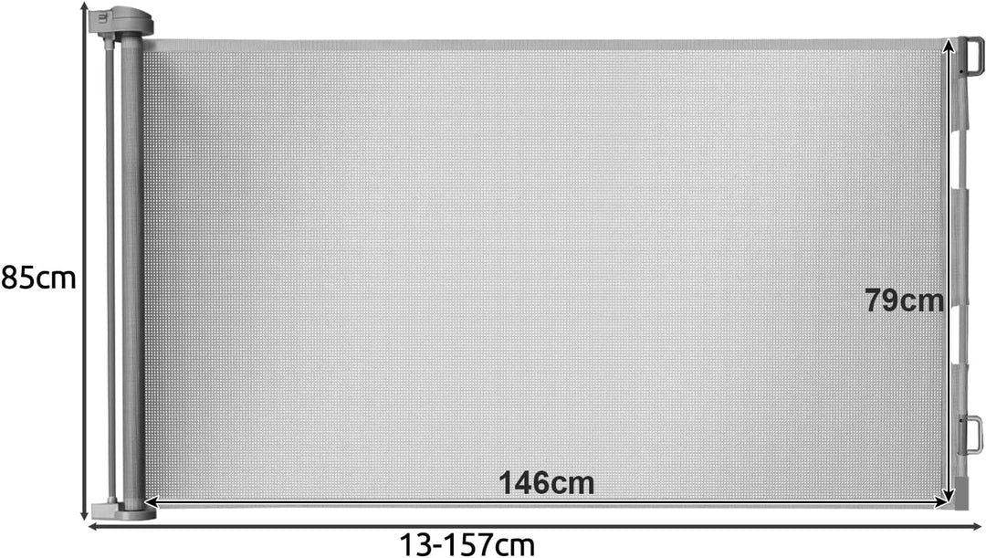 Treppenschutzgitter ausziehbar 13-140cm Rollgitter Höhe 85cm Absperrgitter 19380, Farbe:Grau-Grey, G
