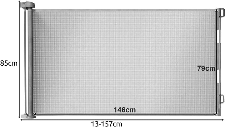 Treppenschutzgitter ausziehbar 13-140cm Rollgitter Höhe 85cm Absperrgitter 19380, Farbe:Grau-Grey, G
