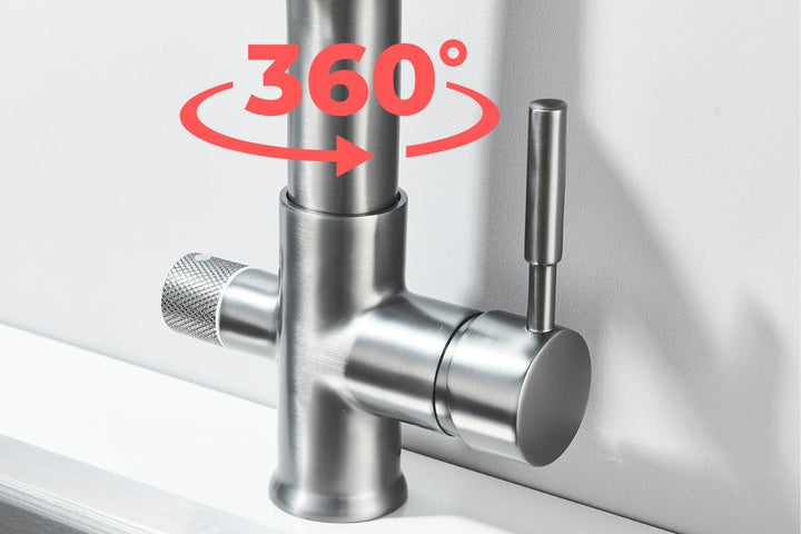3-Wege Küchenarmatur FLEXIBLE mit herausziehbarer Brause, separater Trinkwasserleitung für Wasserfil