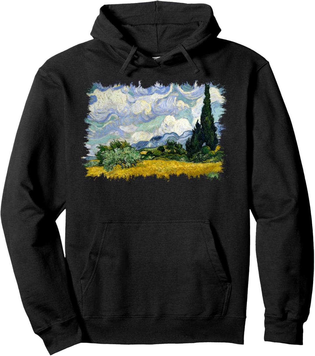 Van Gogh "Weizenfeld mit Zypressen" Berühmte Kunst Stilvoll Pullover Hoodie