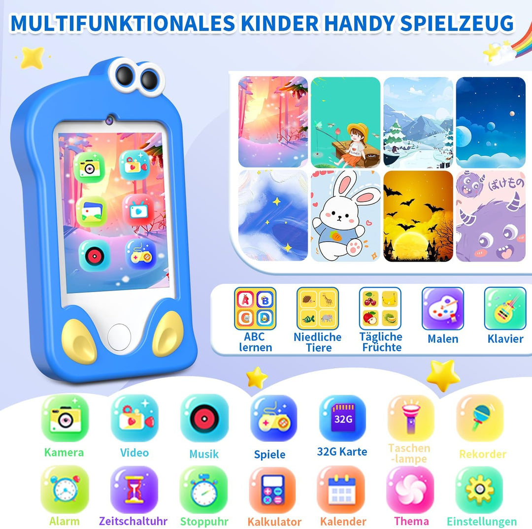 CHAKEYAKE Kinder Handy, Kinderkamera im Smartphone-Format mit 2.8” Touchscreen, Dual Kamera, Foto- V