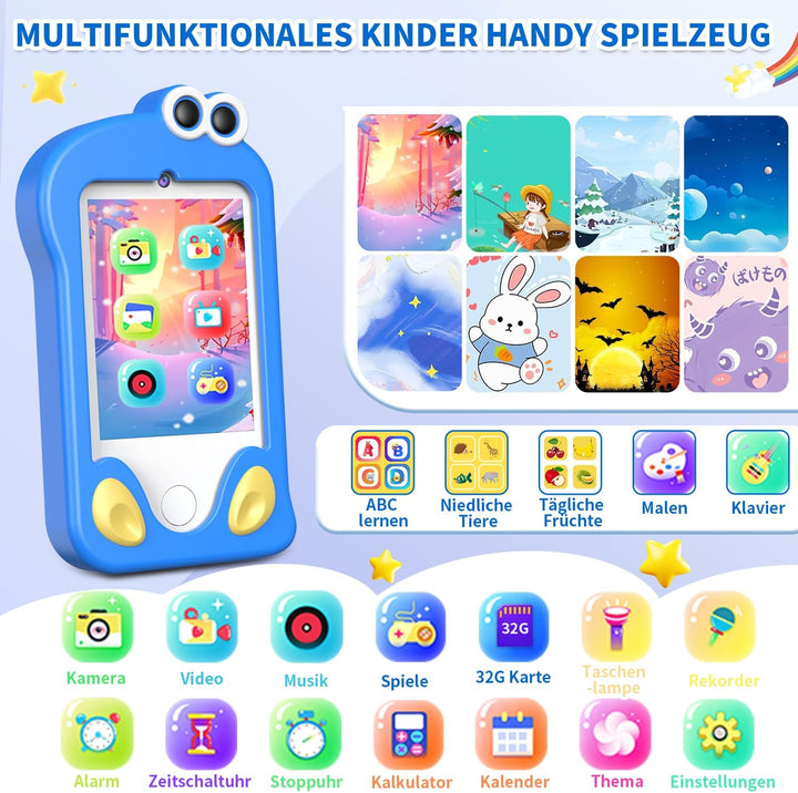 CHAKEYAKE Kinder Handy, Kinderkamera im Smartphone-Format mit 2.8” Touchscreen, Dual Kamera, Foto- V