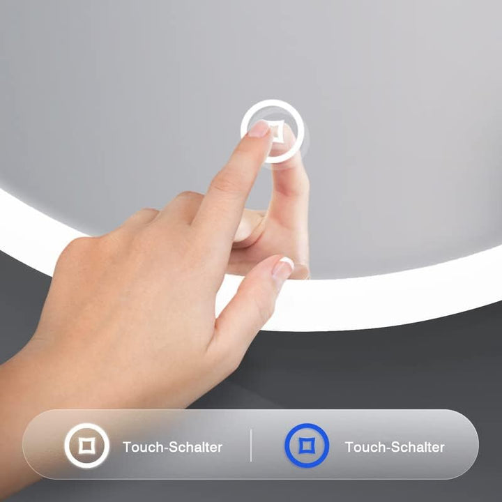 Spiegel Rund 80cm Runder 3 Lichtfarbe Wandspiegel Beleuchtung Touch Schalter LED Badspiegel Badezimm