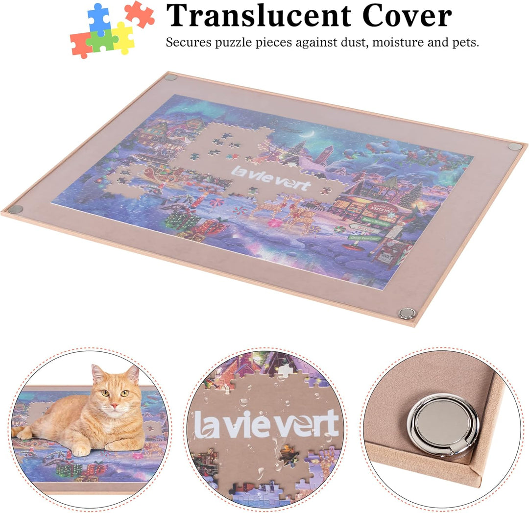 Lavievert tragbares Puzzle Brett aus Holz mit staubdichter Abdeckung, Puzzlematte, Puzzle Aufbewahru