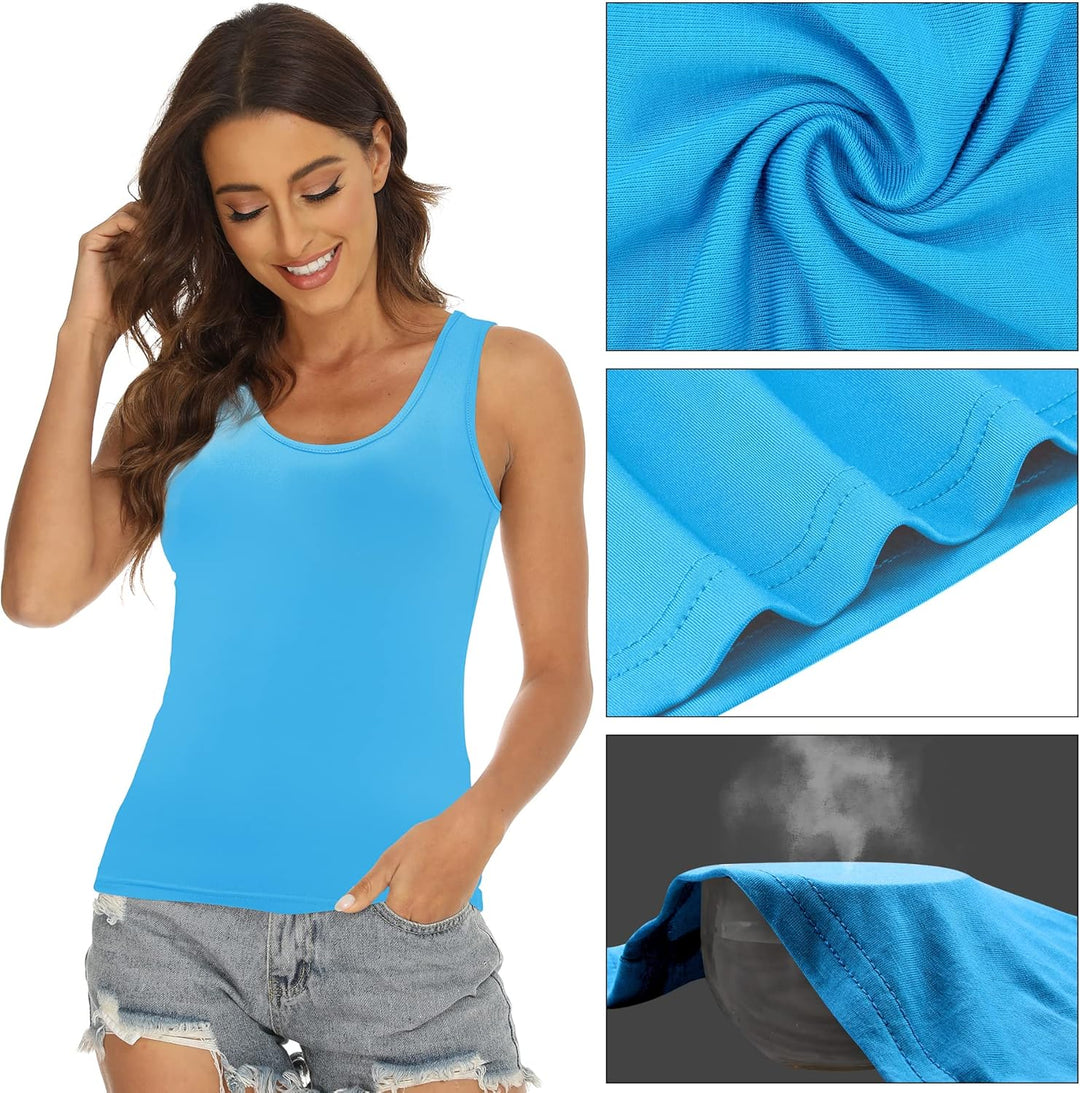 BQTQ 5 Stück Unterhemd Damen Crop Top Tank Top Basic Cami Tank Top für Frauen und Mädchen L Schwarz,