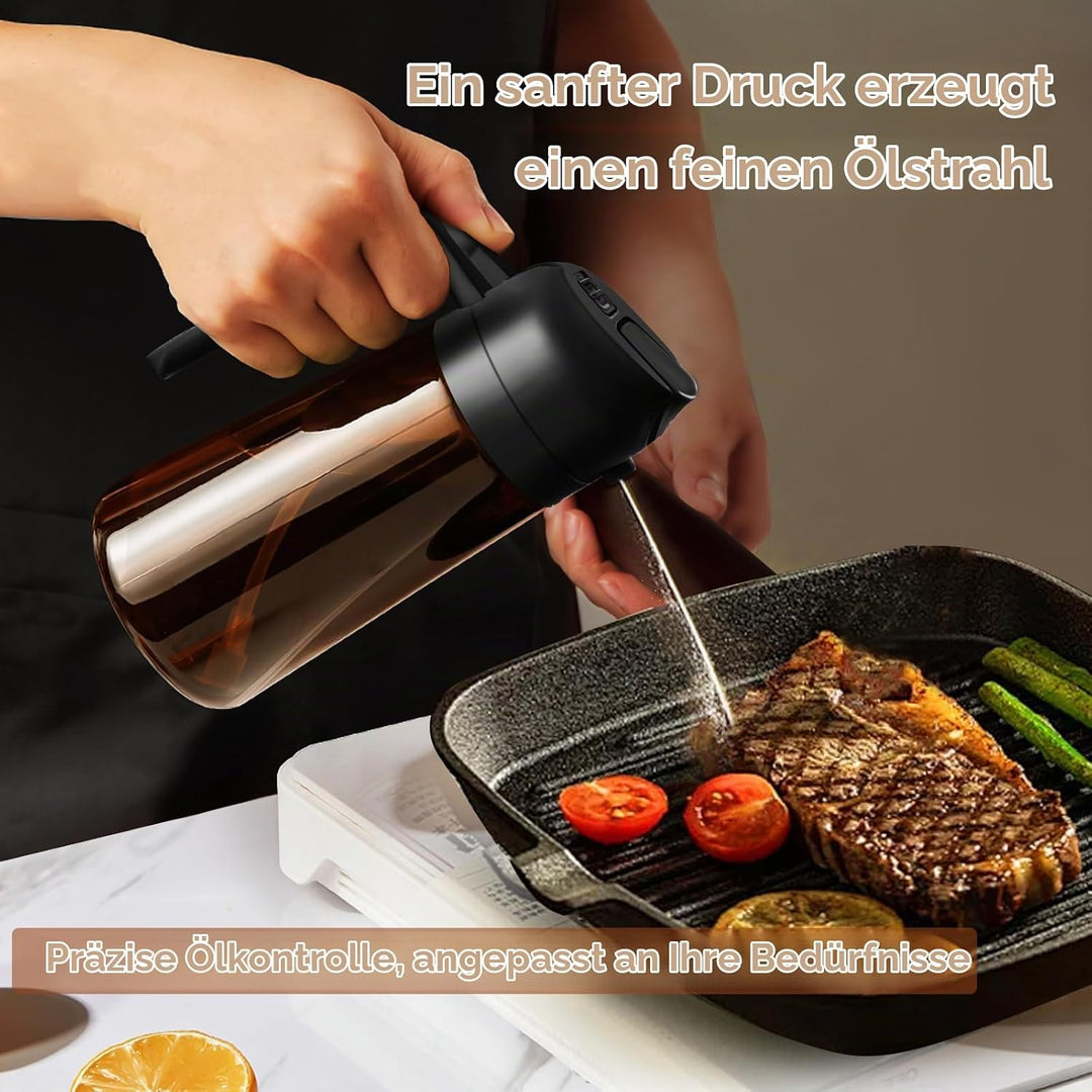 YARRAMATE 2 Stück 470ml Lichtblockierender dunkler Ölsprüher zum Kochen, 2-in-1 UV Schutz ölzerstäub
