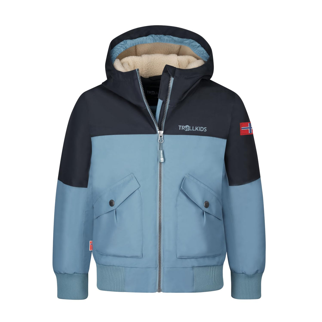 Trollkids wasserdichte atmungsaktive Kinder Jacke GRIMSTAD 110 black/steel blue/desert, 110 black/st