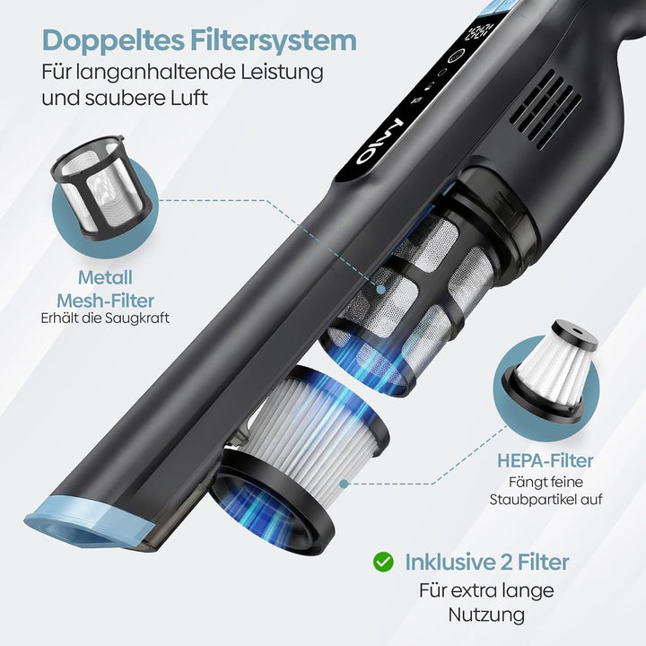 Olvy HC32 PRO Handstaubsauger Kabellos – 250 W, 22 kPa Starke Saugleistung, 3 Saugstufen, bis zu 35