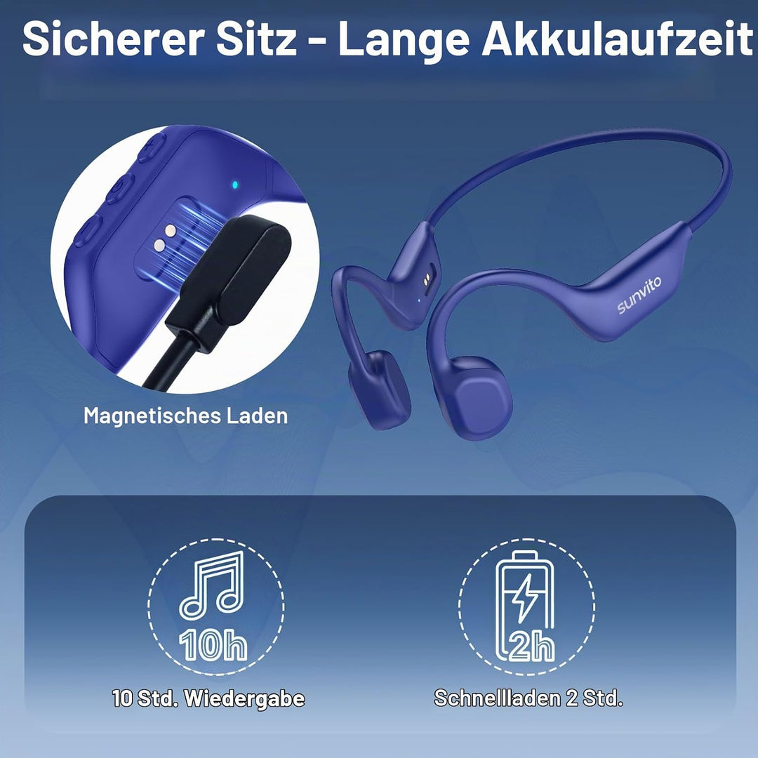 Knochenschall Kopfhörer Bluetooth 6.0, offene Bluetooth-Funkkopfhörer für Sport, wasserdichte, leich