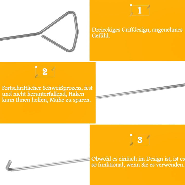 MaxAwe 2 Stk 100cm Edelstahl Kanaldeckelheber, Schachtdeckelhaken Schachthaken Kanalhaken Für Kanald