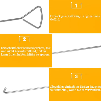 MaxAwe 2 Stk 60cm Edelstahl Kanaldeckelheber, Schachtdeckelhaken Schachthaken Kanalhaken Für Kanalde