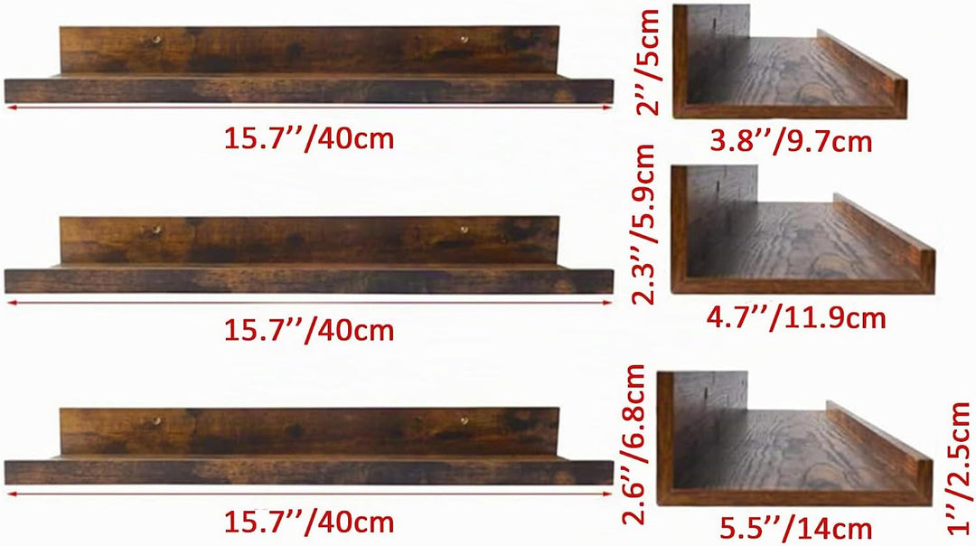 EXYGLO 40cm Lang Wandregale, Rustikale Schweberegale Bilderleiste für Wohnzimmer, Küche, Kinderzimme