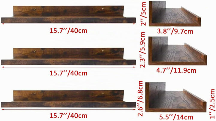 EXYGLO 40cm Lang Wandregale, Rustikale Schweberegale Bilderleiste für Wohnzimmer, Küche, Kinderzimme